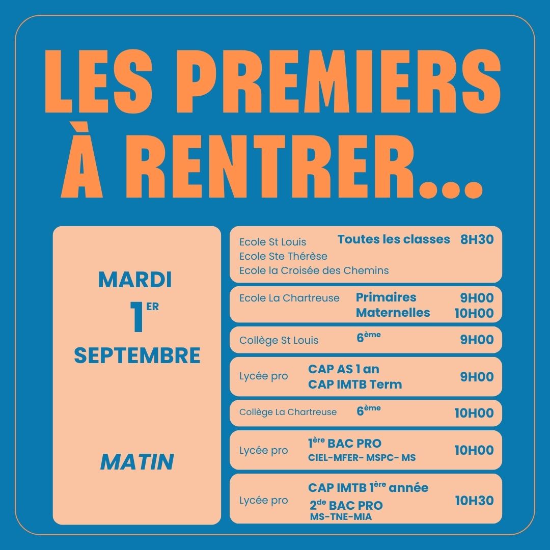 horaires rentrée 2026
